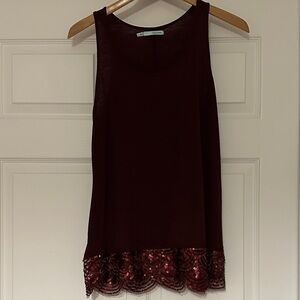Small Maurices Burgundy Tank Top with Sequin Detail
